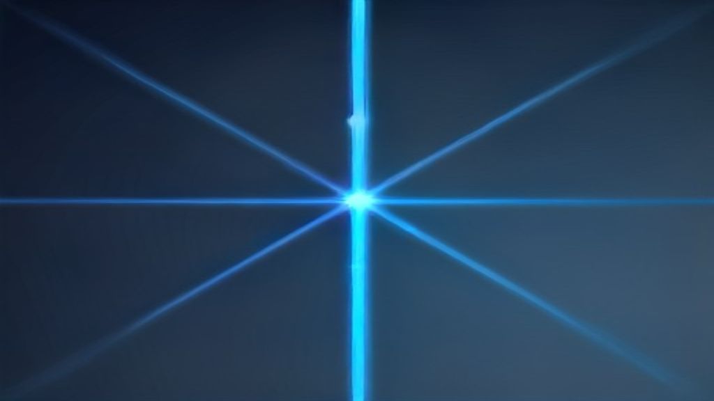 Eight beams of light meeting at a single point
