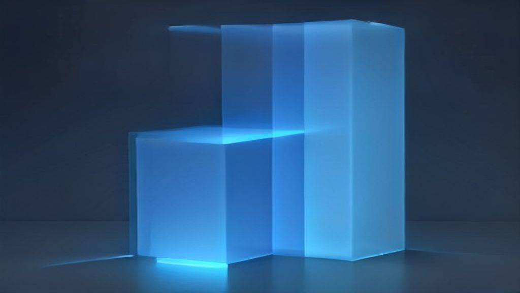 Two glowing blocks, one twice the height of the other